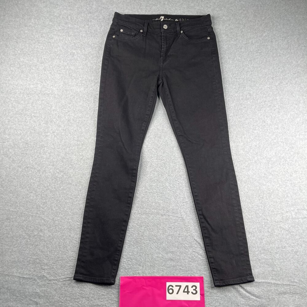7 For All Man Kind The Skinny Denim Jeans Womens Size 29 Black Stretch *SEE